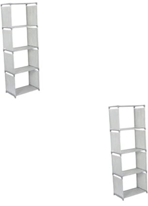 MAGICLULU 2 Pcs Modern Desk Bookshelf Grey Shelving Unit Diy Bookshelves 5-layer Bookcase for Home Study