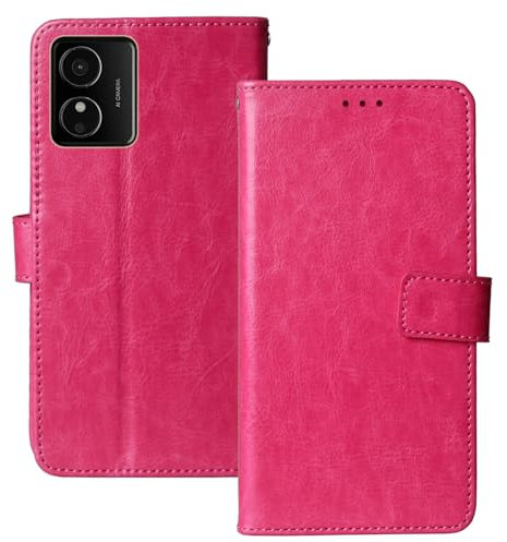 Anybird Flip Leder Tasche Hülle Für HMD Arc/HMD Key/HMD Aura² 6.52 Lederhülle Handyhülle Schutzhülle Handytasche Handy Etui Cover Case Abdeckung (Rose)