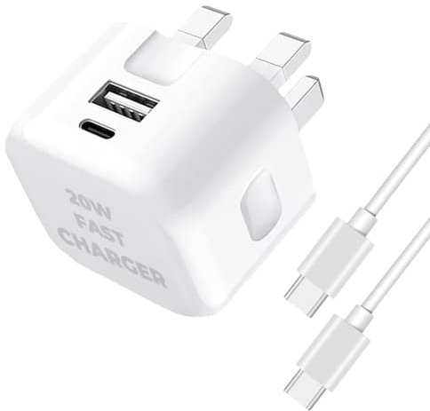 For Xiaomi Poco X7 / X7 Pro Charger, 20W Dual Port USB & USB C Charger Plug, Type C PD Travel Fast Charge Charging Power Adapter Phone Charger Plug With USB C To USB C Cable For Poco X7 X7 Pro (WHITE)
