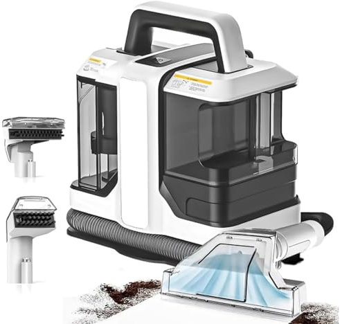 Portable Carpet & Upholstery Cleaner, Deep Cleaning Stain Remover for Pet Stains, Couch, Car Seats, Includes Dual Size Brush Head