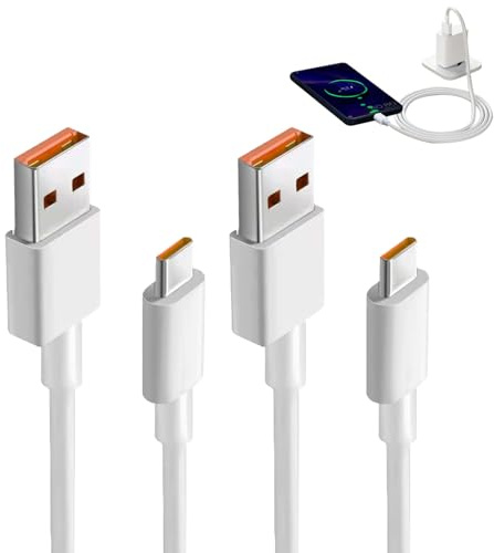BOULESENM Cable USB-C de carga rápida (120 W, 2 unidades, cable Turbo 6 A, cable usbc, compatible con Xiaomi Redmi Note 13/12/11s/11/13 Pro/8 9 Pro 9T y Mi 13/14/12T/11T Pro/11 Lite/10T Pro/10/12