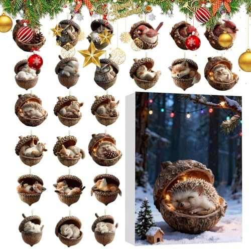 Calendario De Adviento 2D Acrílico Animal Bellota Colgante Decoración