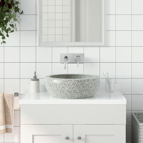 Generico Lavabo da Appoggio Grigio Rotondo Φ41x14 cm Ceramica,Grigio,12.95kg,155064