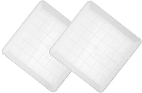 GATHINESS Sottovaso Quadrato 40x40 Plastico Bianco 2 Pezzi per Vasi | Potted Plants Saucer, Flower Pot Saucers, Planter Tray, Uso Interno Esterno, Raccolta Acqua