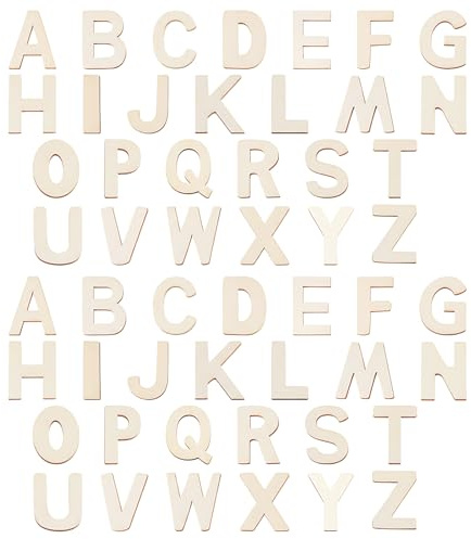 Kronabelle 52 Stück Alphabet-Holzbuchstaben, 10 cm hoch, 2,5 cm dick, natürliche Buchsbaum-Buchstaben, zum Basteln, Wanddekoration, DIY, Lernspielzeug, Beige