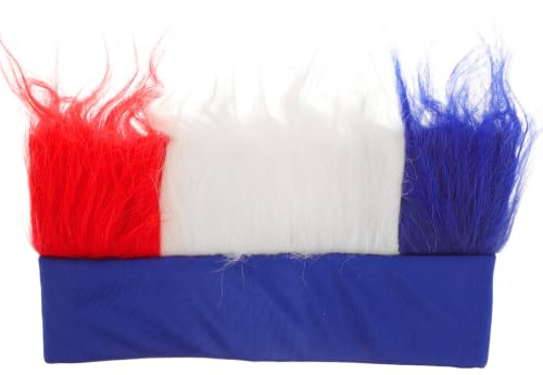 SAFIGLE Patriotische Accessoires Perücke für France Team mit Einzigartigem Design aus K-seide Komfortabel und Leicht zu Tragen für Fussball Party Deko und Wm Feier Deko bei Cosplay