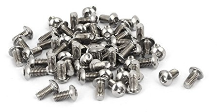 Sourcingmap M3 x 6mm 304 Stainless Steel Button Head Hex Socket Cap Screws Fastener 60PCS