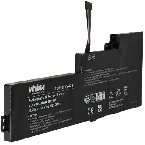 vhbw Akku kompatibel mit Lenovo ThinkPad T470 20HDA004CD, T470 20HDA01FCD Notebook (2050 mAh, 11,25 V, Li-Polymer)