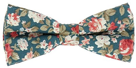 cravateSlim Noeud Papillon Fleurs Bleu canard et Rose - Noeud Papillon Liberty - Noeud Papillon Fleuri Homme Mariage