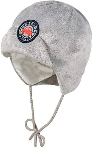 maximo Baby-Jungen mit Aufschlag und Sticker Best Driver und Bindeband Mütze, Grau (Harbor Mist 28), 39 (Herstellergröße: 39/41)