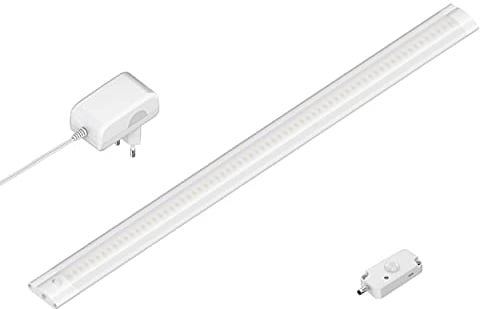 ledscom.de LED Unterbau-Leuchte SIRIS weiß matt mit Netzteil und Bewegungsmelder flach, 50cm, 655lm, weiß