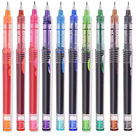 Penne a sfera rotolanti, asciugatura rapida, inchiostro liquido con punta fine da 0,5 mm per l'ufficio scolastico. (10 colori)