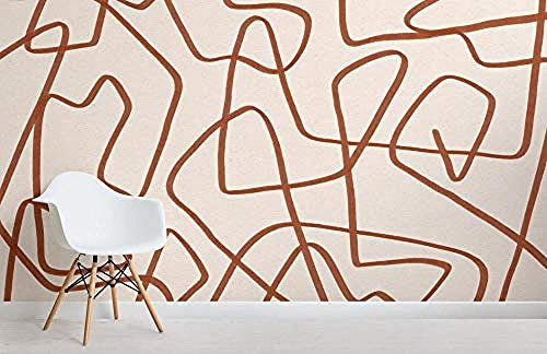 ZZXIAO Papier Peint 3D Abstrait Cool Doodle Terracotta et Beige Salle de séjour Chambre à coucher Salle de séjour Mural murale enfant-150cm×105cm