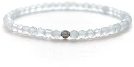 BERGERLIN Chalcedon Armband echt mit 925 Sterling Silberperle - facettierte Perlen - Größe M