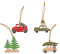 Wakauto Kreative Figuren aus Holz, Baum- und Auto-Form, Anhänger, Weihnachtsdekoration, 4 Stück