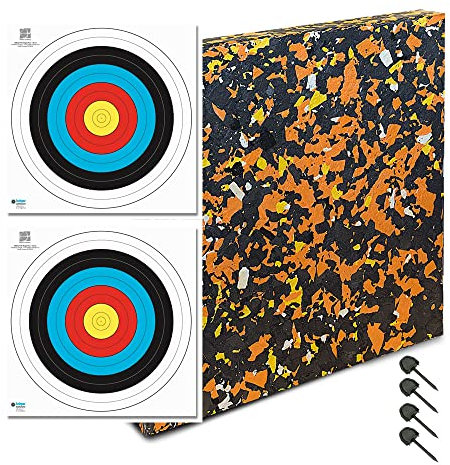 Yate Targets Bogenschießen Zielscheibe EKO Isomix Schaum 80 x 80 x 10cm bis 40lbs (Pfund) für Outdoor geeignet, sicherer Pfeilfang, 4 Scheibennägel und 2 Scheibenauflagen gratis