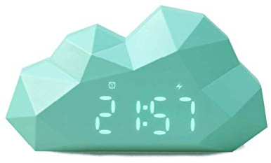 Reloj Despertador Inteligente Digital Mini Cloudy - Mesita de Noche o Escritorio - Decoración Original Hogar y Habitación - Tamaño Pequeño - Diseño Moderno y Original - Función Snooze - Azul - Mob