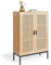 VonHaus Rattan Sideboard - Tall Storage Cabinet for Living Room & Hallway - Wicker 2 Door Cupboard - Light Wood Effect Storage Unit w/ 3 Shelves - Adjustable Shelf - Industrial Scandi Furniture - Lena
