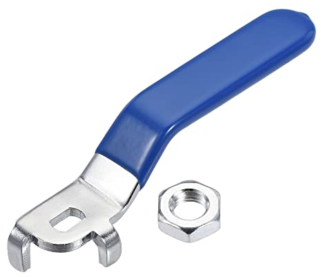 sourcing map Lever Handle Iron Chrome Plated Replacement Quarter Turn with Plastic Grip Blue M10 for Ball Valve