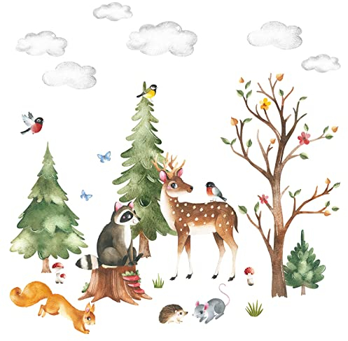 Grandora XXL Wandsticker Set Waldtiere Wandtattoo Baby Kinderzimmer DL796-5