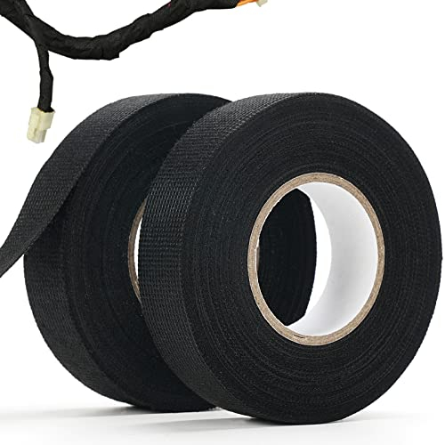 Nastro Isolante in Tessuto Industriale Cablato Resistente al Calore, Nastro Elettrico per Cablaggi in Temperatura, Avvolgimento Isolamento per Moto Automobile e Casa 2PCS, Nero