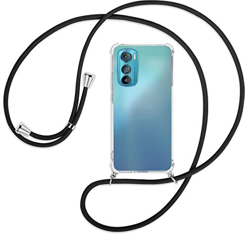 mtb more energy® Chaîne de téléphone portable compatible avec Motorola Edge 30 5G (6,5'') – Noir – Étui pour smartphone à suspendre – Coque en TPU anti-chocs
