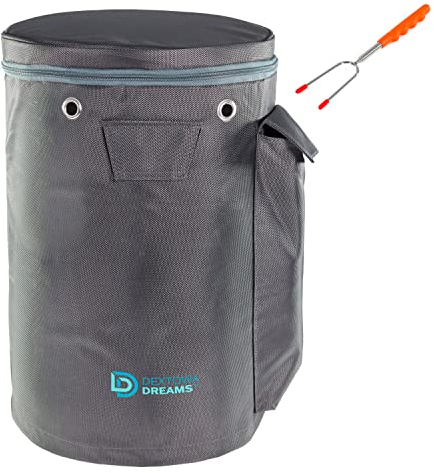 Dextowa Dreams -20 Pound Propane Gas Tank Cover, Decorative, Stable Tabletop, Heavy Duty, Weather Resistance for Outdoor and Indoor - Comes with Telescopic Roasting Pole, Grey, 5 Gallon