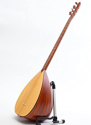 Türkischer Saz mit langem Hals aus Mahagoniholz mit Palisander-Heringen und integriertem Tonabnehmer mit weichem Etui, Saitensatz und Plektren im Lieferumfang enthalten