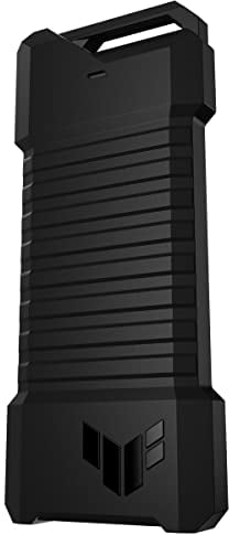 ASUS TUF Gaming A1 - Boîtier SSD USB-C 3.2 Gen 2x1 (Double Interface M.2 NVMe PCIe et SATA, M.2 Q-Latch, résistance aux Chutes MIL-STD-810H, résistance à l'eau et à la poussière IP68)