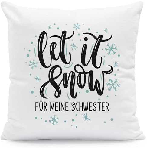 GRAVURZEILE Kissen mit Weihnachtsmotiv - Let it Snow - Personalisierbar - Weihnachtsdeko - Geschenke für Sie & Ihn - Zum Wichteln und als Geschenk für Frauen & Männer - Mit Füllung