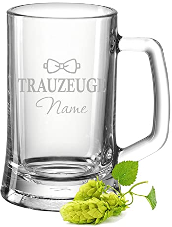 GRAVURZEILE Jarra de cerveza con grabado – padrino – Personalizado con nombre – Regalo para el padrino de boda – Regalos para hombres mejor amigo – Tamaño 0,3 L
