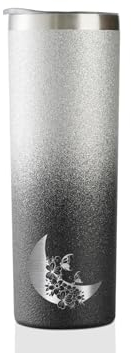 Onebttl Moon Gifts for Women – Glitzerbecher 590 ml isolierter Edelstahlbecher mit Deckel – Schwarz