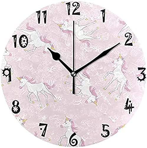 Horloge Murale Art Rose Motif Circulaire Horloge Murale Assiette Ronde Silencieux Non Ticking Horloge pour Cuisine Chambre à Domicile Bureau École Enfant Garçons Filles Horloges Décor
