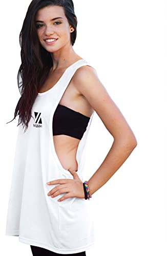 Vibrha Tanktop Damen Sport - Oversized für Tanz Yoga Workout Bodybuilding/sportkleidung Frauen, neon Shirt Damen, Sport Kleidung Frauen/discokugel kostüm, Women Disco top