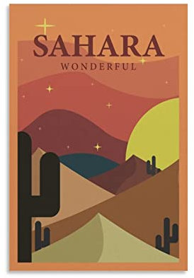ONOTIO Sahara Wunderbare Vintage-Reise-Poster, Sonnenuntergang, 20 x 30 cm, Wandkunst, Kunstdruck, Leinwand, Kunst, Poster, modernes Familien-Schlafzimmer, Dekor-Poster