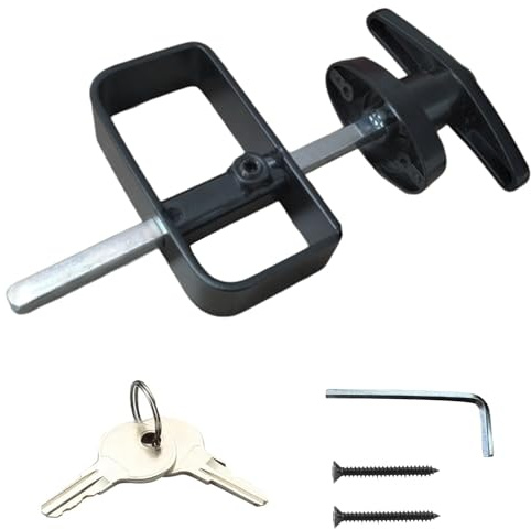 WellMade Shed Door Latch, T Handle Lock Kit, 5½ Storage Barn Playhouse & Chicken Coop Lock Replacement Set, Black 1 Pack