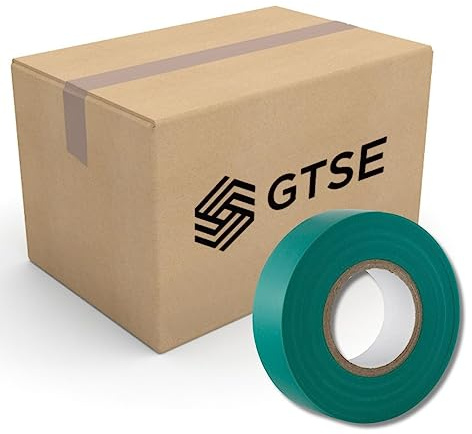 GTSE Green Electrical Tape, 19mm x 20m, Bulk Box of 50 Rolls, Strong Self-Adhesive PVC Insulation Tape for Insulating, Repairing and Protecting Electrical