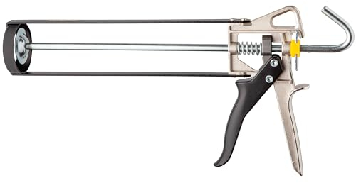 VERLINGER Kartuschenpresse Silikonspritze Kartuschenpistole, Silikonpistole Presse Für Kartusche, Silikon Pistole Acryl Klebstoffe Eco, Schubverhältnis 7:1, Kraft 1400N, Silber Schwarz