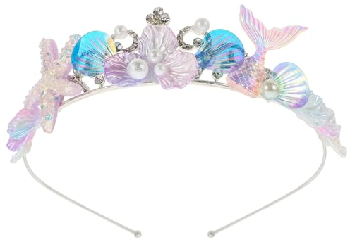 FRCOLOR Cosplay-haarschmuck Meerjungfrauenkrone Für Mädchen Meerjungfrau Kopfschmuck Muschel-haarband Seestern-kopfschmuck Haarschmuck Für Meerjungfrauen Haarreifen Stirnband Metall