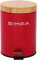 simpa 5L 5 Litre Matt Red Slim Soft-Closing Pedal Dustbin with Bamboo Lid