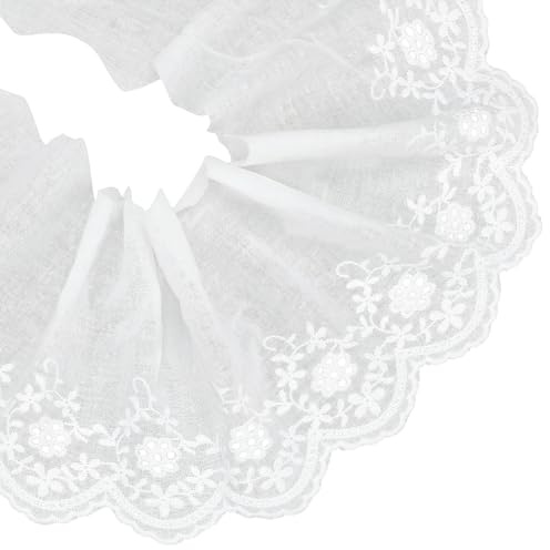 MAYJOYDIY 4.6m Weißer Baumwoll Ösen Spitzenband Vintage Blumen Baumwoll Spitzenbesatz 5~6cm Gewellter Rand Florales Spitzenband Zum Nähen Basteln Kleider Röcke Tischdecken Vorhänge