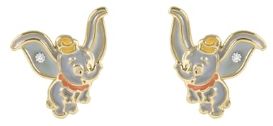 Disney Dumbo-Ohrstecker mit Elefantenstein für Mädchen, Einheitsgröße, Messing, Kein Edelstein