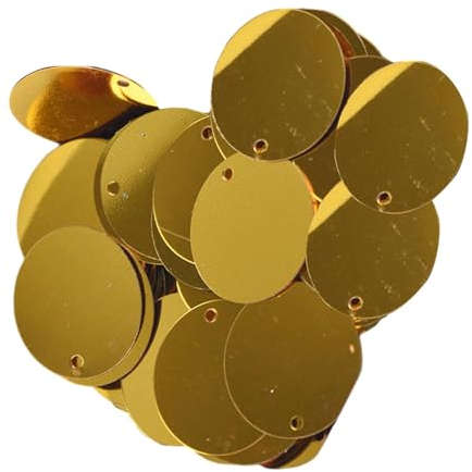 Oshhni 85 Stück 20 mm Flache lose Pailletten, DIY Haarschmuck, Dekor-Haarnadeln, dekorative Aufnäher, zum Stricken, Hochzeit, Nähen, Herren, Gold