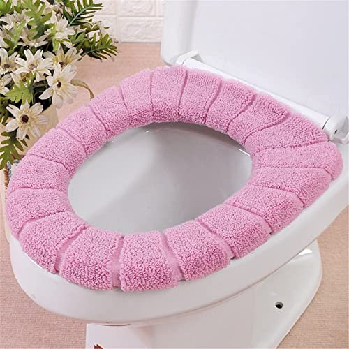 Toilet Seat Warmer Covers,Plush Toilet Seat Pad Washable Toilet Seat Cushion Cover,Toilet seat Covers Warm Toilet Seat Mat Super Warm (Pink)