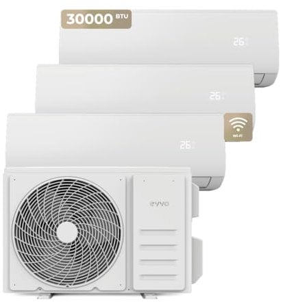 Aire Acondicionado EVVO CLIMA Multi 3x1 WiFi | Eficiencia A++, Sistema inverter, Bomba de Calor, Deshumidificador, Control Remoto, Color Blanco, 9000 + 9000 + 12000 BTU