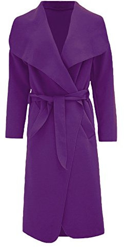 FASHIONISM Women Italian Long Waterfall Duster Coat Blazer Ladies Long Sleeve French Belted Trench Waterfall Winter Coat Sizes 8-22