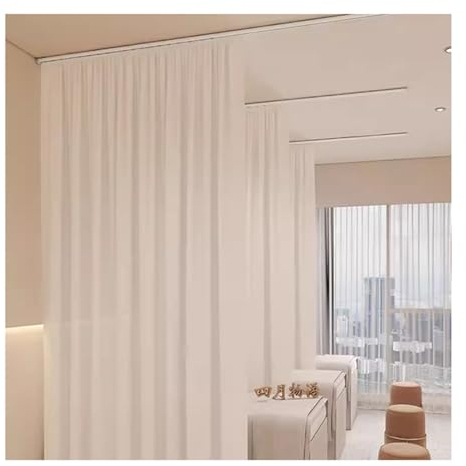 XILYZMO Privatsphäre Flexible Vorhänge, Umkleidekabine Aufhängesystem, Aluminiumlegierung Gebogene Schiene Plastizität Bildschirm, Lichtdurchlässig Sichtschutzvorhang(Weiß,3.2-4.8x2.7m)