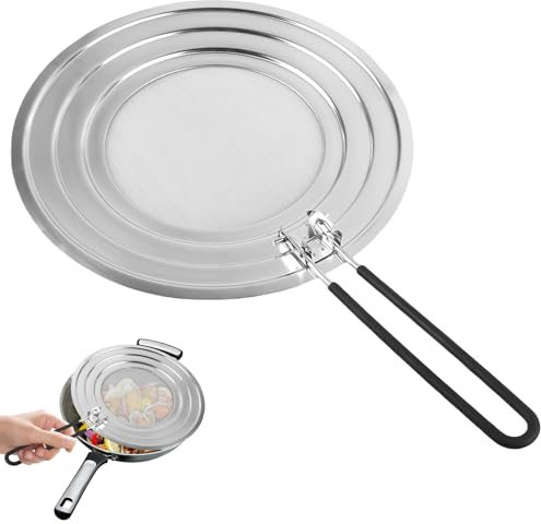 Spritzschutz Pfannen, 30cm Pfannen Spritzschutz, Edelstahl Spritzschutz mit Klappbarem Griff zum Schutz vor Fettspritzern, Spritzschutz für Pfannen für eine Vielzahl von Pfannen Bratpfannen