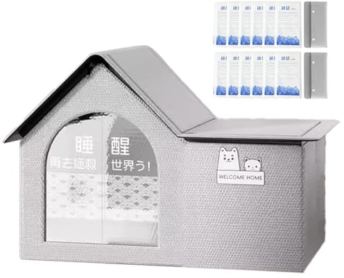 Kühlende Hundehütte | Belüftetes Katzenkühlhaus, 10 Kühlakkus enthalten | Wasserdichter großer Hundehütte, Katzen- und Hundehütte, Klimatisierte Hundehütte für Outdoor Indoor