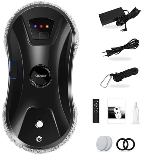 Automatic Window Cleaner With Water Spray, Smart Glass Cleaning Robot With Remote Control, Electric Washer Suction for Home (Black)